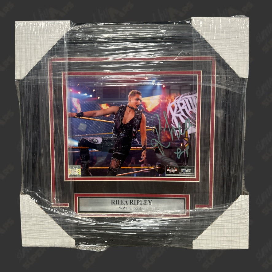 Rhea Ripley signed Framed Plaque (w/ WWE COA) – Signed By Superstars
