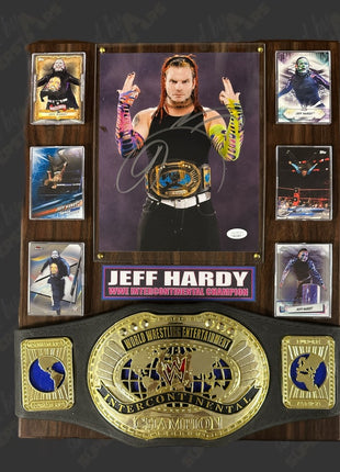 Jeff Hardy signed Wood Plaque with Belt (w/ JSA)