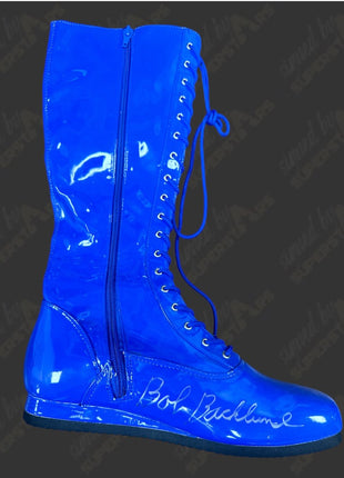 Bob Backlund & Ric Flair dual signed Blue Wrestling Boot (w/ JSA)