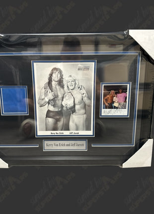 Kerry Von Erich & Jeff Jarrett dual signed 17x23 Framed Plaque