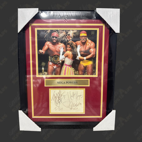 Hulk Hogan, Macho Man Randy Savage & The Giant signed Framed Plaque