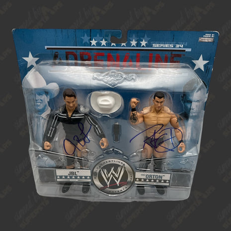 JBL & Randy Orton dual signed WWE Adrenaline Action Figure 2pack