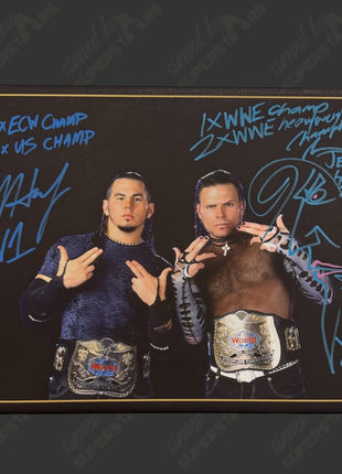 Matt Hardy & Jeff Hardy dual signed 11x14 Printed Canvas (w/ Beckett)