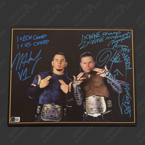 Matt Hardy & Jeff Hardy dual signed 11x14 Printed Canvas (w/ Beckett)