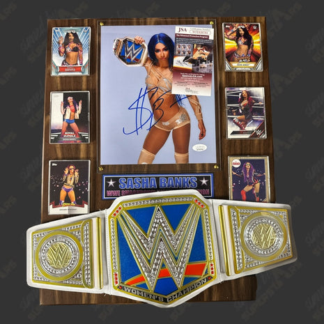 Sasha Banks signed Wood Plaque with Belt (w/ JSA)
