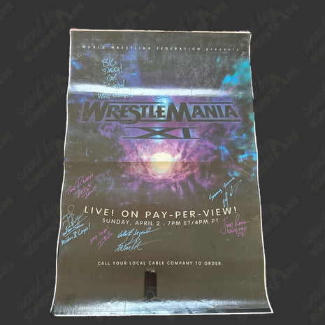 Multi-signed WWF WrestleMania 11 Reprinted Event Poster