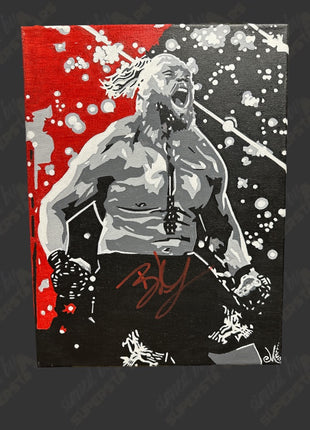 Brock Lesnar signed 12x16 Hand Painted Canvas Art (w/ JSA)