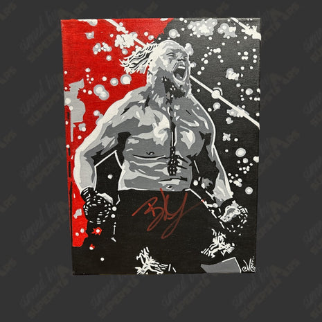 Brock Lesnar signed 12x16 Hand Painted Canvas Art (w/ JSA)