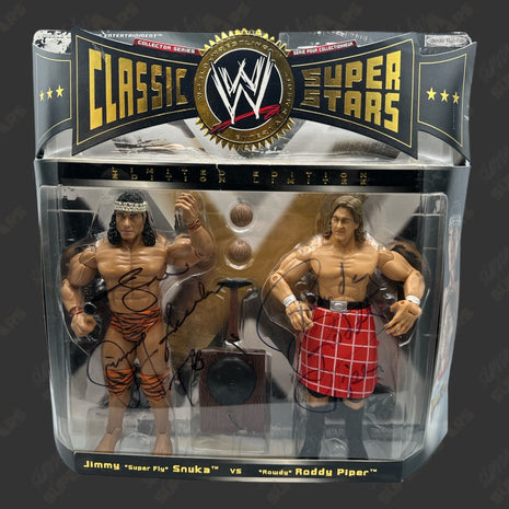Rowdy Roddy Piper & Jimmy Snuka dual signed WWE Jakks Classic Superstars 2-pack (w/ PSA)