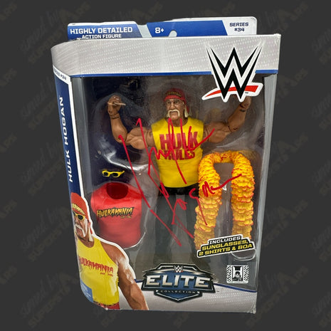 Figura de acción WWE Elite Series 34 firmada por Hulk Hogan (con certificado de autenticidad de Hogans Beach Shop)