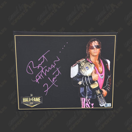 Bret Hart signed 11x14 Printed Canvas (w/ Beckett)