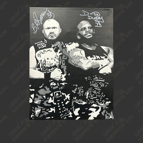 Dudley Boys - Bubba Ray & D-Von Dudley dual signed 12x16 Hand Painted Canvas Art