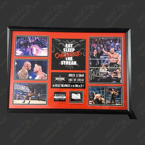 Brock Lesnar & Paul Heyman dual signed WrestleMania 30 Framed Plaque