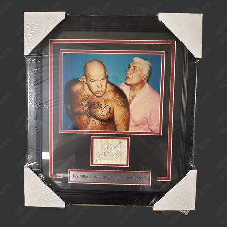 Freddie Blassie & George Steele dual signed Framed Plaque