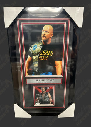 Steve Austin signed Video Game Cover Matted & Framed Plaque (w/ JSA)