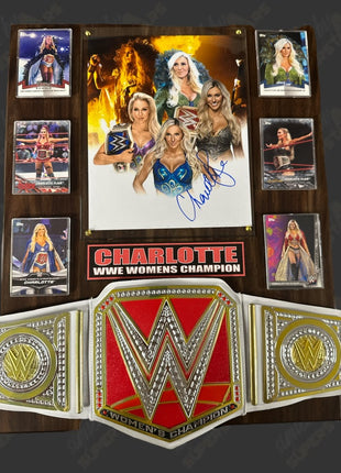 Charlotte Flair signed Wood Plaque with Belt
