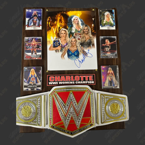 Charlotte Flair signed Wood Plaque with Belt