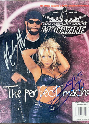 Macho Man Randy Savage & Gorgeous George signed WCW Magazine June 1999 (w/ Beckett)