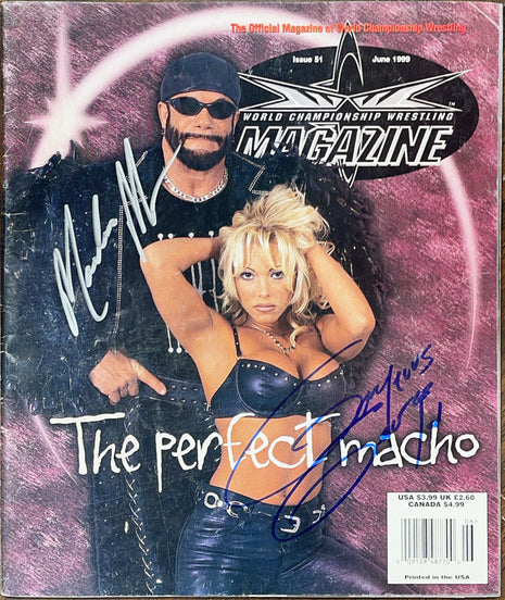 Macho Man Randy Savage & Gorgeous George signed WCW Magazine June 1999 (w/ Beckett)