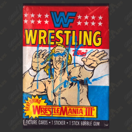 Paquete de cartas coleccionables selladas de la WWF de 1987 firmadas por Hulk Hogan (con Beckett)