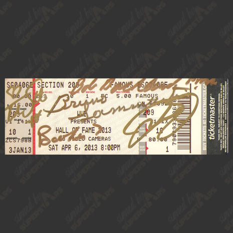 Bruno Sammartino, Trish Stratus, Booker T, Mick Foley, Bob Backlund multi-signed 2013 WWE Hall of Fame Ticket