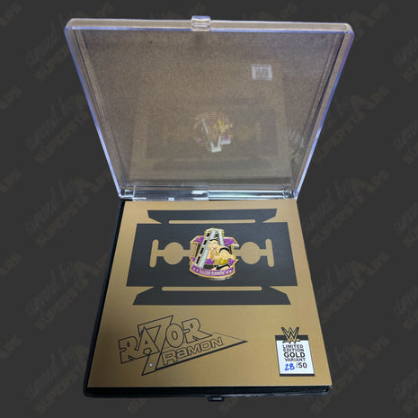 Auction:  Razor Ramon WWE Limited Edition Gold Pin in Display Case (Unsigned)