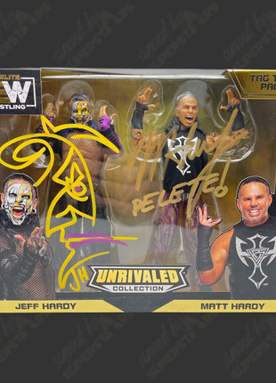 Jeff Hardy & Matt Hardy dual signed AEW Unrivaled 2-pack Action Figure (w/ Beckett)