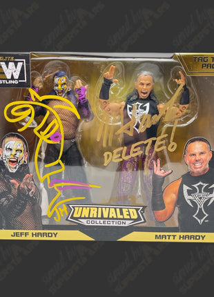 Jeff Hardy & Matt Hardy dual signed AEW Unrivaled 2-pack Action Figure (w/ Beckett)