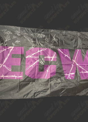 Multi-signed Replica ECW Purple/Black Flag (+18 signatures)