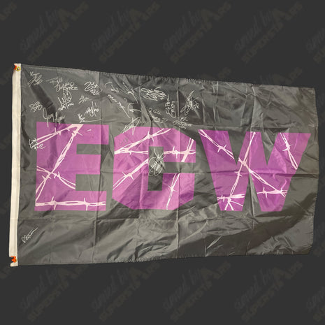 Multi-signed Replica ECW Purple/Black Flag (+18 signatures)