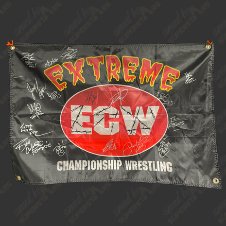 Multi-signed Replica ECW Red/Black Flag (+17 signatures)