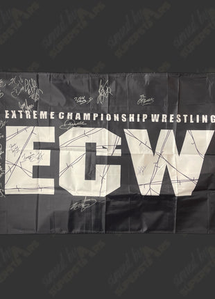 Multi-signed Replica ECW White/Black Flag (+22 signatures)