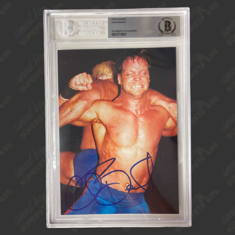Chris Benoit signed 5x7 Photo (Encapsulated w/ Beckett)