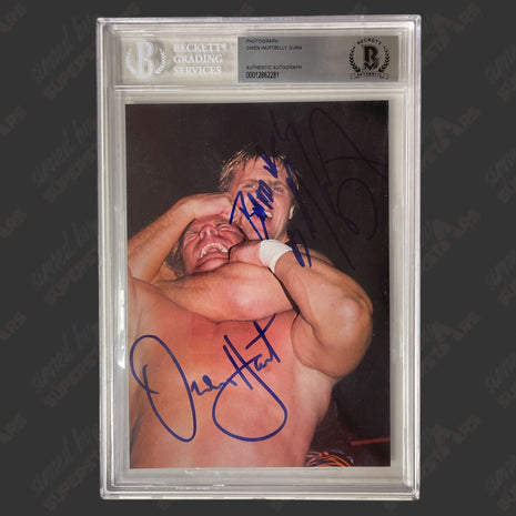 Owen Hart & Billy Gunn dual signed 5x7 Photo (Encapsulated w/ JSA & Beckett)