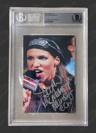 Stephanie McMahon Helmsley signed 4x6 Photo (w/ Beckett + Encapsulated)