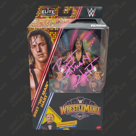 Bret Hart signed WWE Elite WrestleMania Vegas Action Figure (w/ Beckett + Protector)