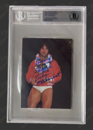 Ricky Steamboat signed Wrestling Postcard (w/ Beckett & Encapsulated)