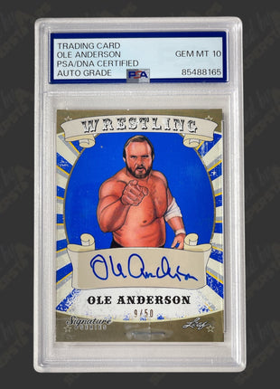 Ole Anderson signed 2016 Leaf Wrestling Trading Card #9/50 (w/ PSA)