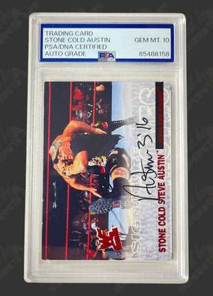 Stone Cold Steve Austin signed 2001 Fleer WWE Trading Card #94/500 (w/ PSA)