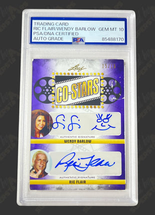 Ric Flair & Wendy Barlow dual signed Leaf Co-Stars Trading Card #15/15 (w/ PSA)