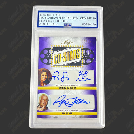 Ric Flair & Wendy Barlow dual signed Leaf Co-Stars Trading Card #15/15 (w/ PSA)