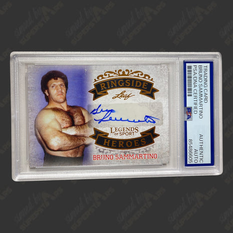 Bruno Sammartino signed Leaf Legends of Sport Trading Card (w/ PSA)