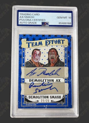 Demolition Ax & Smash dual signed Leaf Signature Series Trading Card #22/25 (w/ PSA)