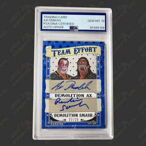 Demolition Ax & Smash dual signed Leaf Signature Series Trading Card #22/25 (w/ PSA)