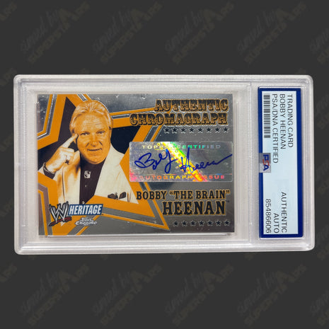 Bobby Heenan signed 2006 Topps Chrome WWE Trading Card (w/ PSA)