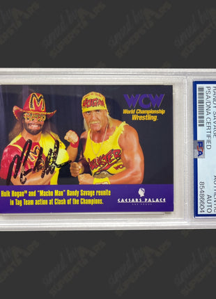 Macho Man Randy Savage signed 1995 WCW Clash of the Champions Trading Card (w/ PSA)