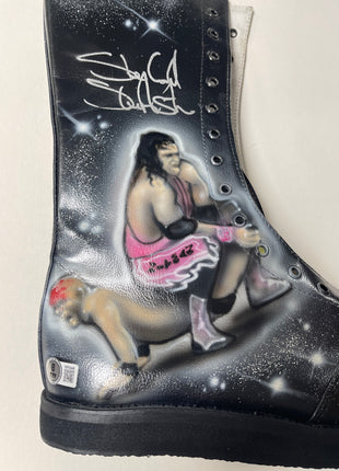 Stone Cold Steve Austin & Bret Hart dual signed Custom Painted Wrestling Boot (w/ Beckett)