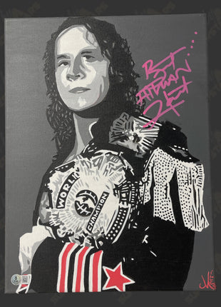 Bret Hart signed 12x16 Hand Painted Canvas Art (w/ Beckett)