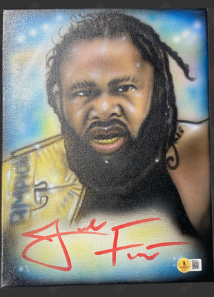 Jacob Fatu signed Custom Painted 9x12 Canvas Art (w/ Beckett)
