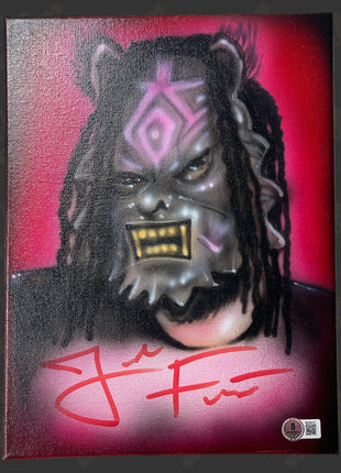 Jacob Fatu signed Custom Painted 9x12 Canvas Art (w/ Beckett)
